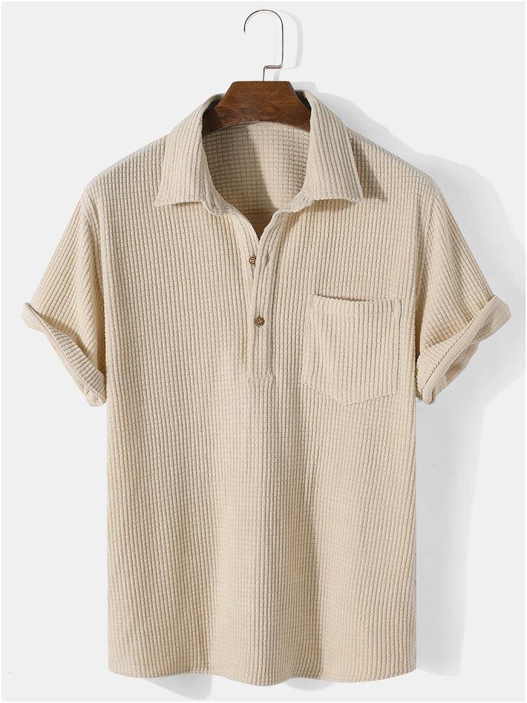 Elegant våffel polo och shorts set för stilren komfort